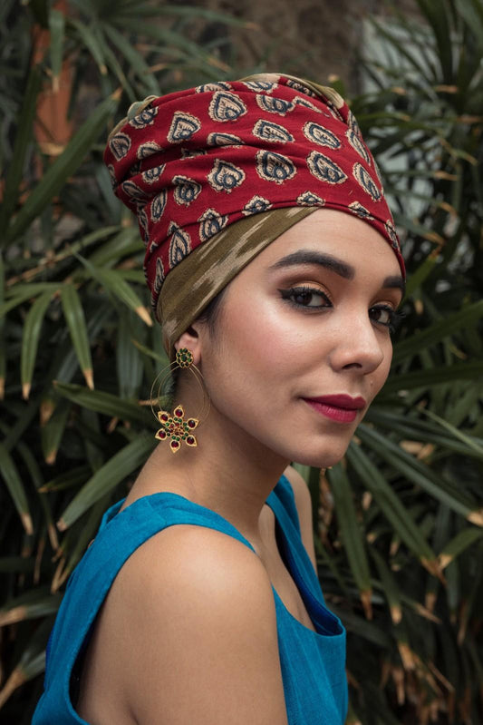 Earrings Design with Layered Rings and Temple Motif Flower