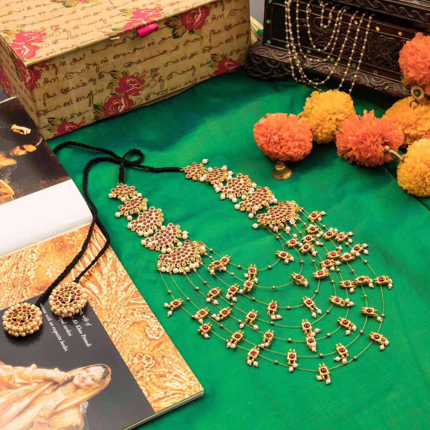 Multi Layered Necklace with Statement Temple Design