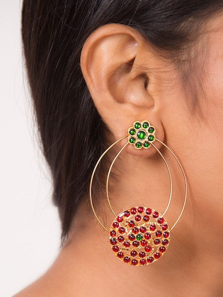 Contemporary 2 Layered Earring with Rakodi