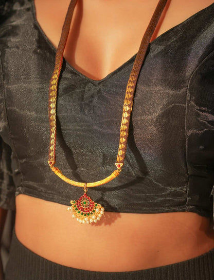 Contemporary Brocade Necklace Brown