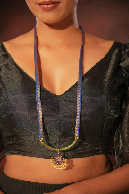 Contemporary Brocade Necklace Blue