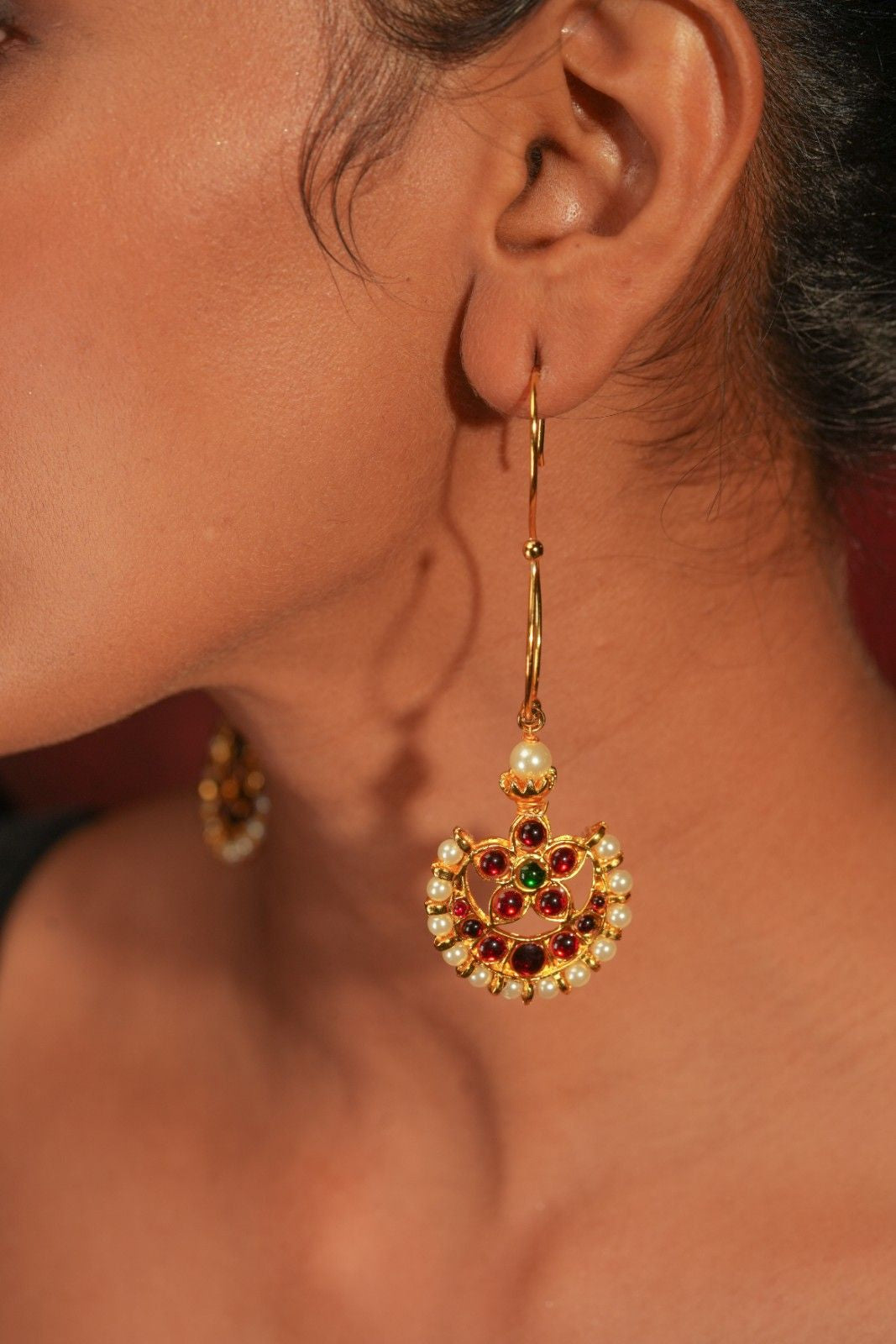 Contemporary Earring with S Hook and Moon Motif