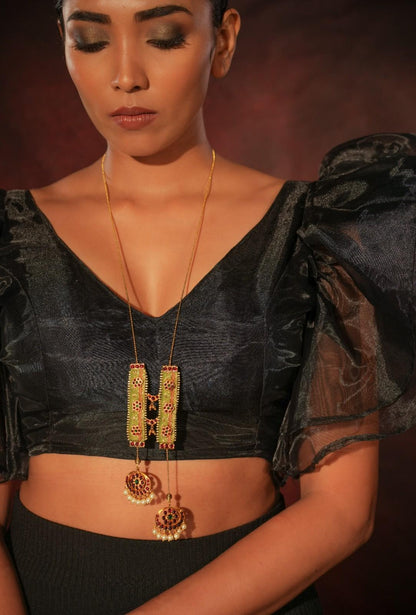 Contemporary Temple Necklace Light Green