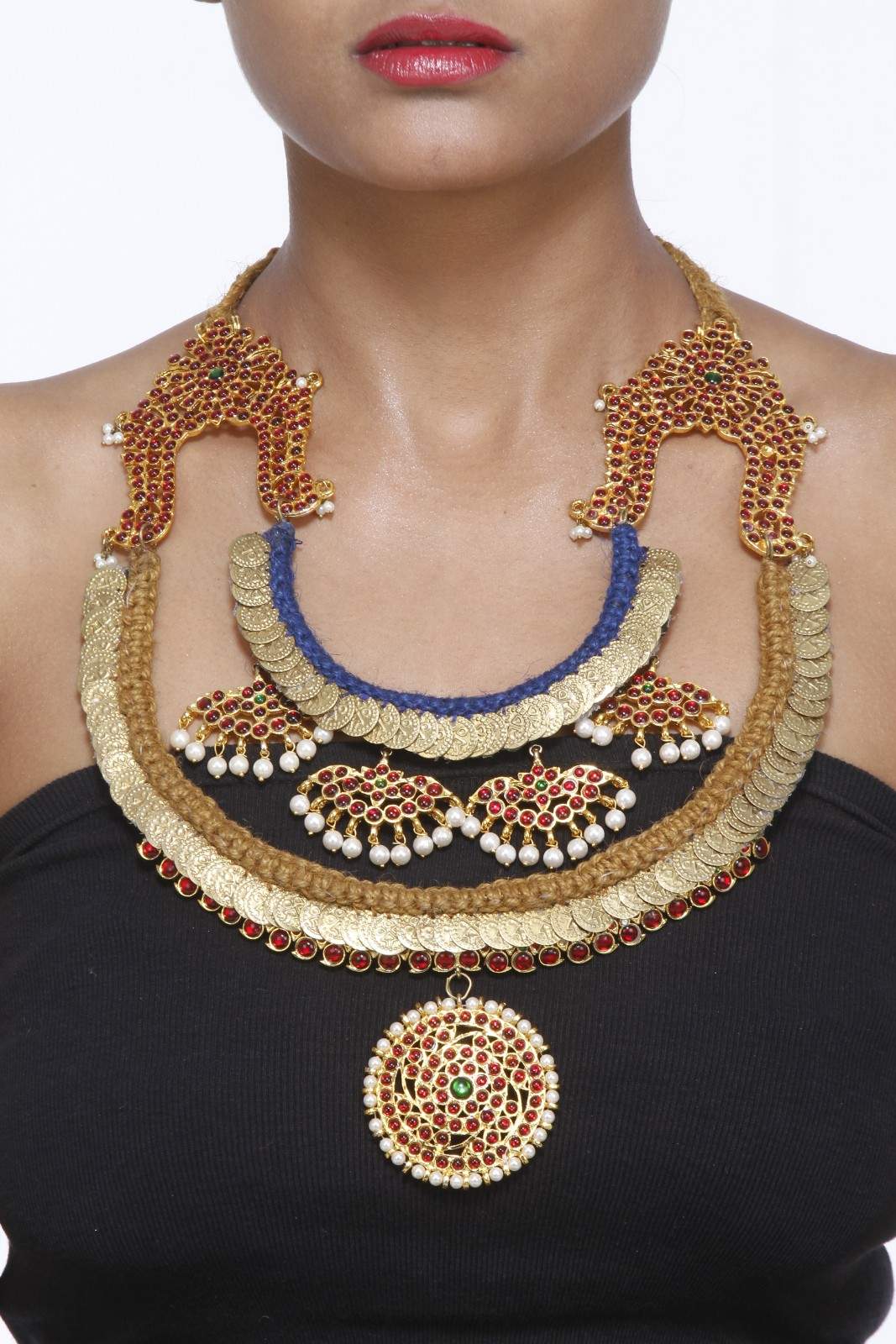 Kasu and Vanki Layered Neckpiece Blue