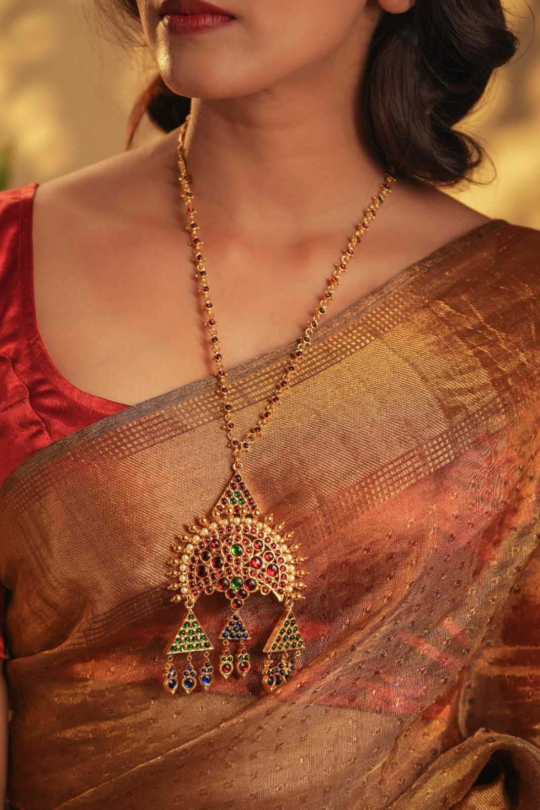 Statement Temple Necklace with Moon Motifs and Temple Necklace