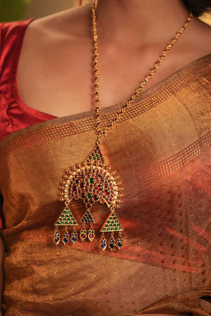 Statement Temple Necklace with Moon Motifs and Temple Necklace