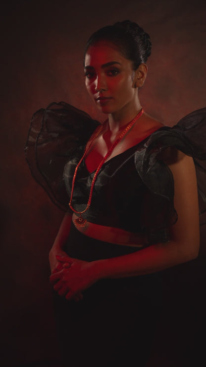 Contemporary Brocade Long Necklace Design in Pink