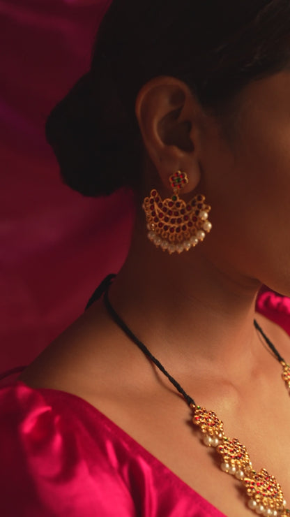 Statement Temple Necklace with Red Temple Beads